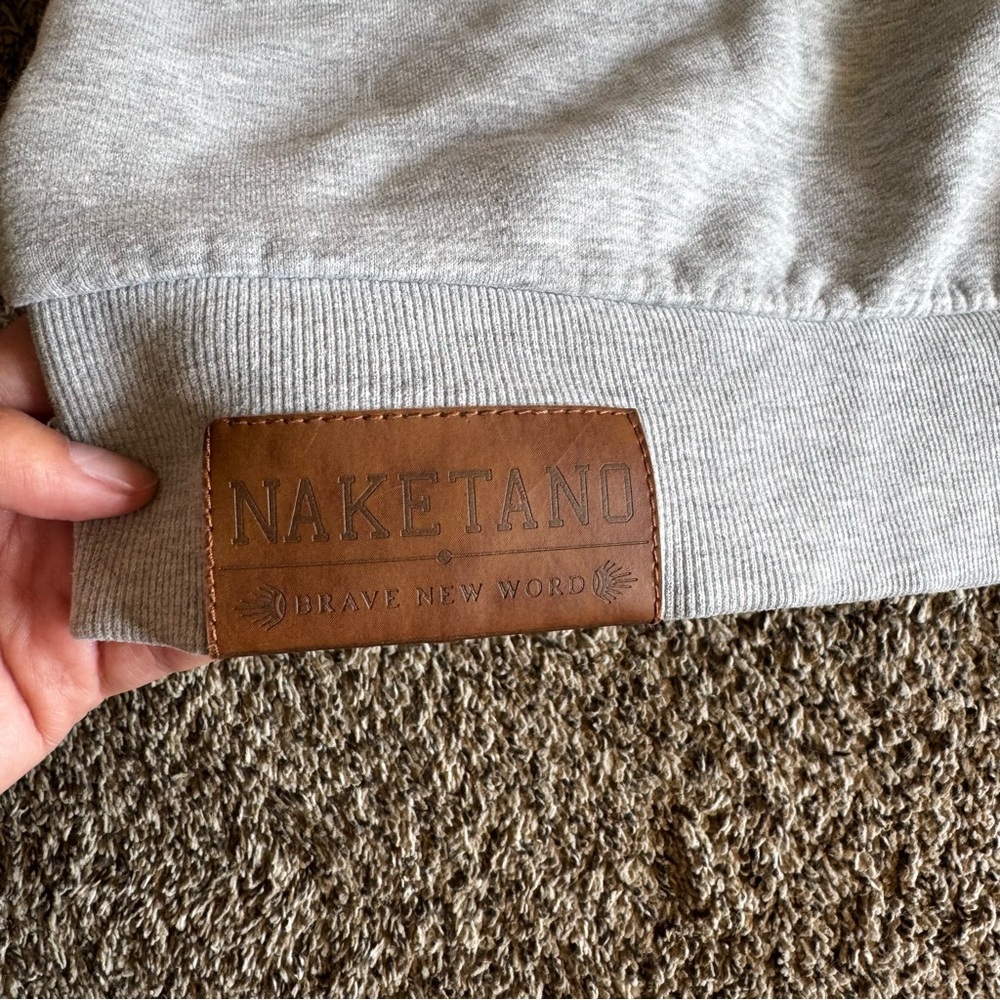Naketano Women’s M Brave New World Hoodie Pink Grey Cowl Neck - Picture 3 of 10